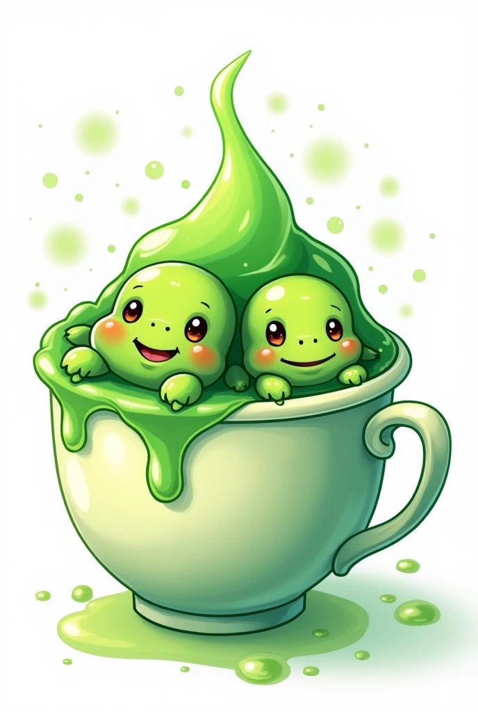 Cartoon illustration，close up，A cup of turtle jelly，Background white