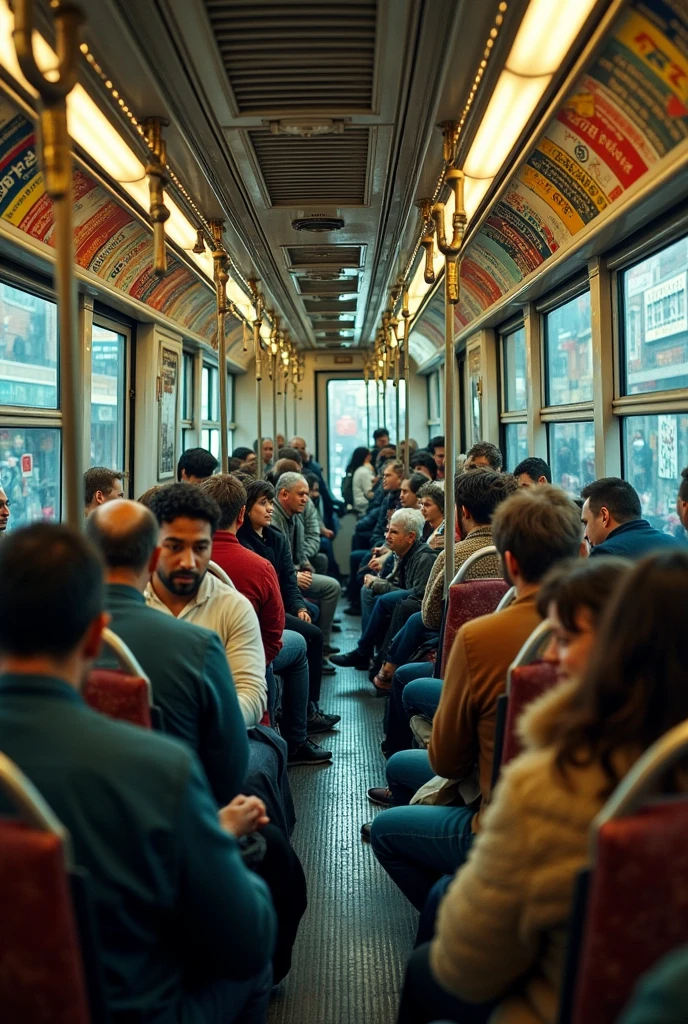 Fully people loaded train