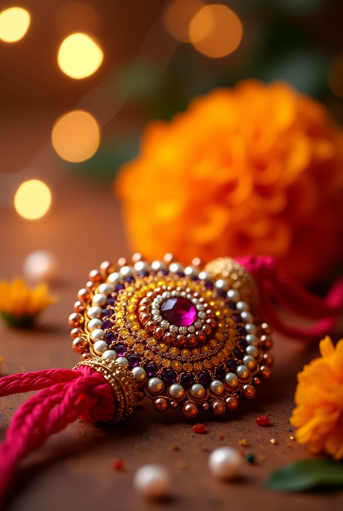 Picture of a beautifully decorated Rakhi!