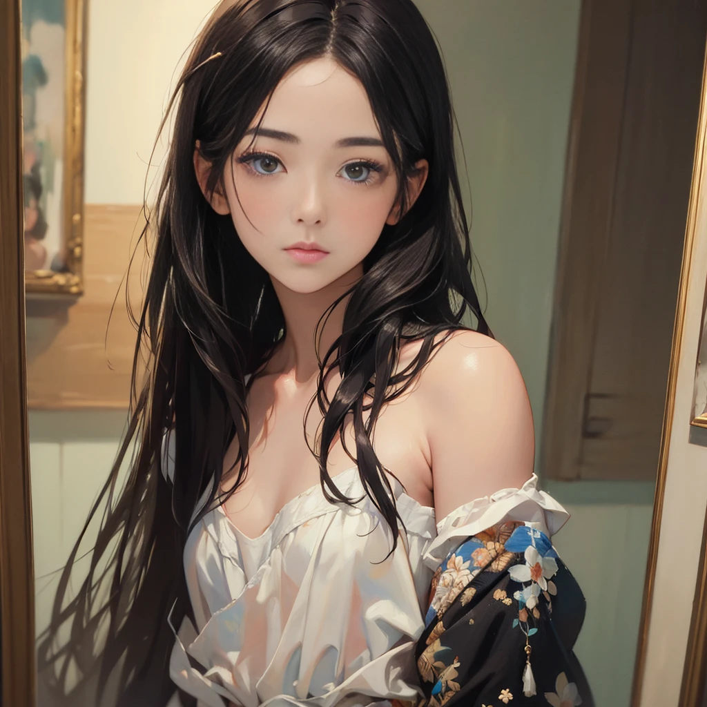 (8k, Highest quality, masterpiece),{Realistic, RAW Photos, Super Fine Clear, Portraiture, (oil, Delicate brushwork, Small Touch, Beauty Painting, Yasutomo Oka's painting style:1.6)}, Realistic Light, Detailed skin, (Beautiful woman with slim body, Age 25, Greek Goddess:1.5), Thin legs, fine grain, Long white wavy hair, Detailed fingers, thin, Sexual, Expressions of Ecstasy, (Dynamic and sexy pose, Fascinating, Luxurious, Decadent, Sensual, Luscious,attractive:1.6), (Huge bouncy firm bust:1.8), (Sexy sheer long dress,:1.2),(The dress has a wide opening at the chest;1.6), Exposing the breasts, Sweat, (Paradise, Rose Garden:1.6), Wide and beautiful view,