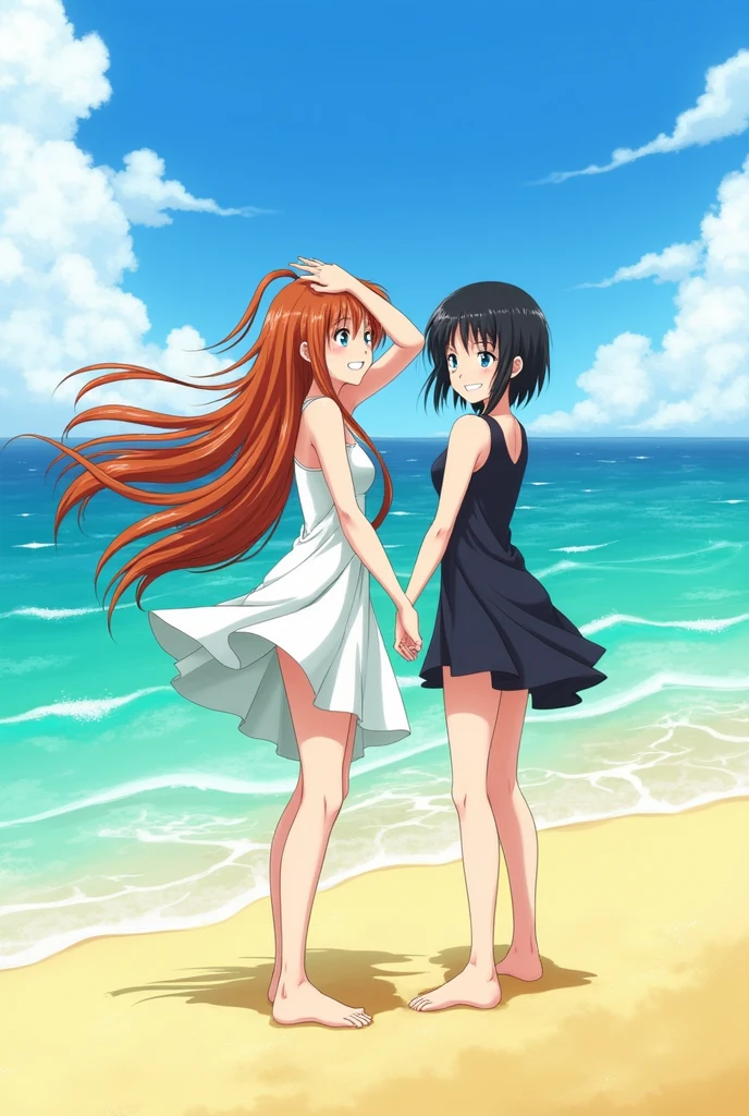 Orihime inoue with Rukia kuchiki at the beach naked