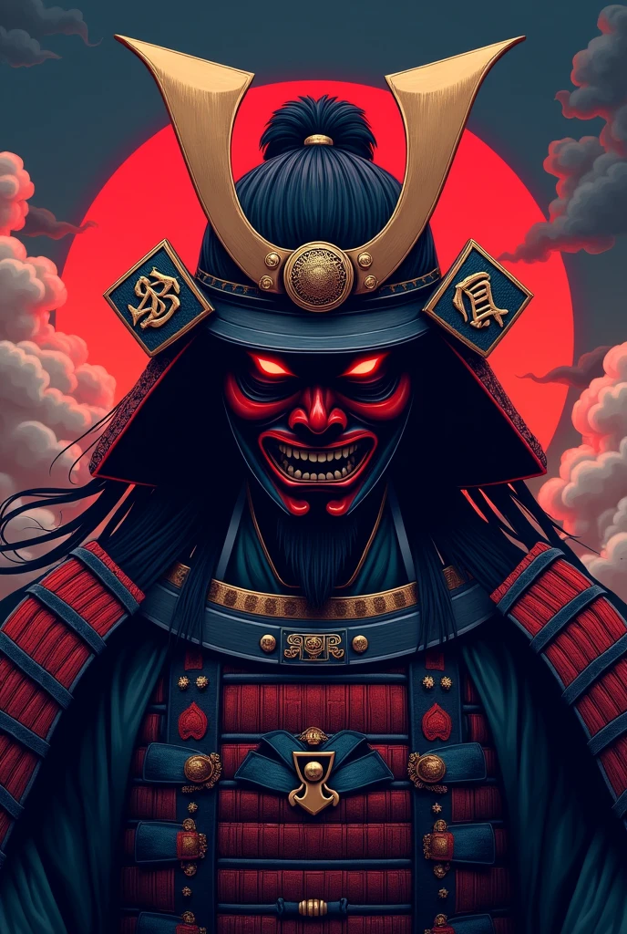 Samuri with red and black face for discord pfp
Facing front