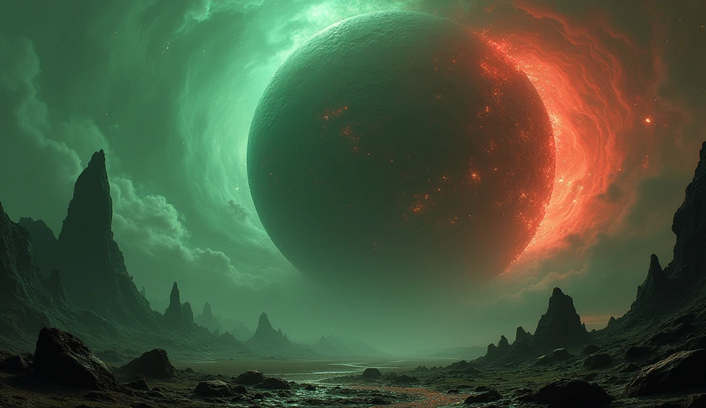 best quality, masterpiece, a painting of a giant Dyson sphere in the of a green and red sky, concept art, science fiction gothic art, acid bleeding deep colors, no gradients, inspired by Marc Simonetti, krenzcushart, mysterious, eerie atmosphere, dark fantasy art, scary color art, Grisaille, wallpaper, devouring a planet, dark atmosphere illustration, uhd 4 k, fractal landscape, (no humans:1.3), painted in high resolution, colorful
ptm0 John Harris Style page