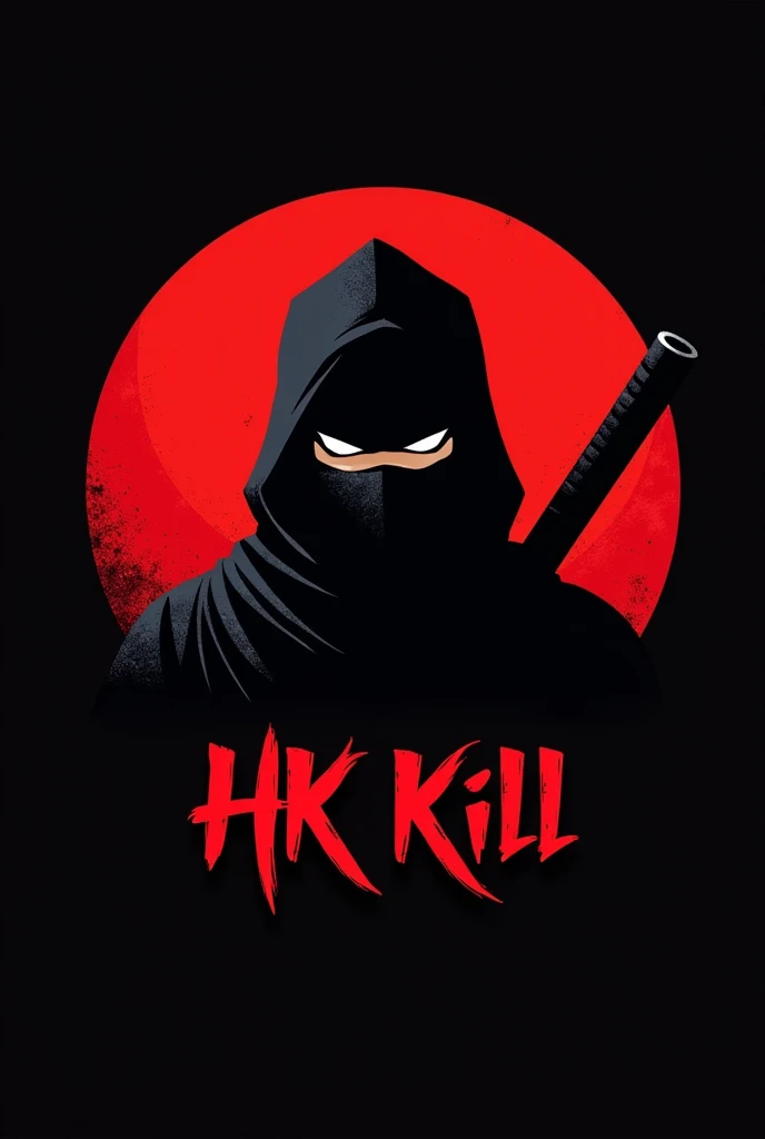 (Create a minimalist clan banner with a ninja mascot and the name hk kill
