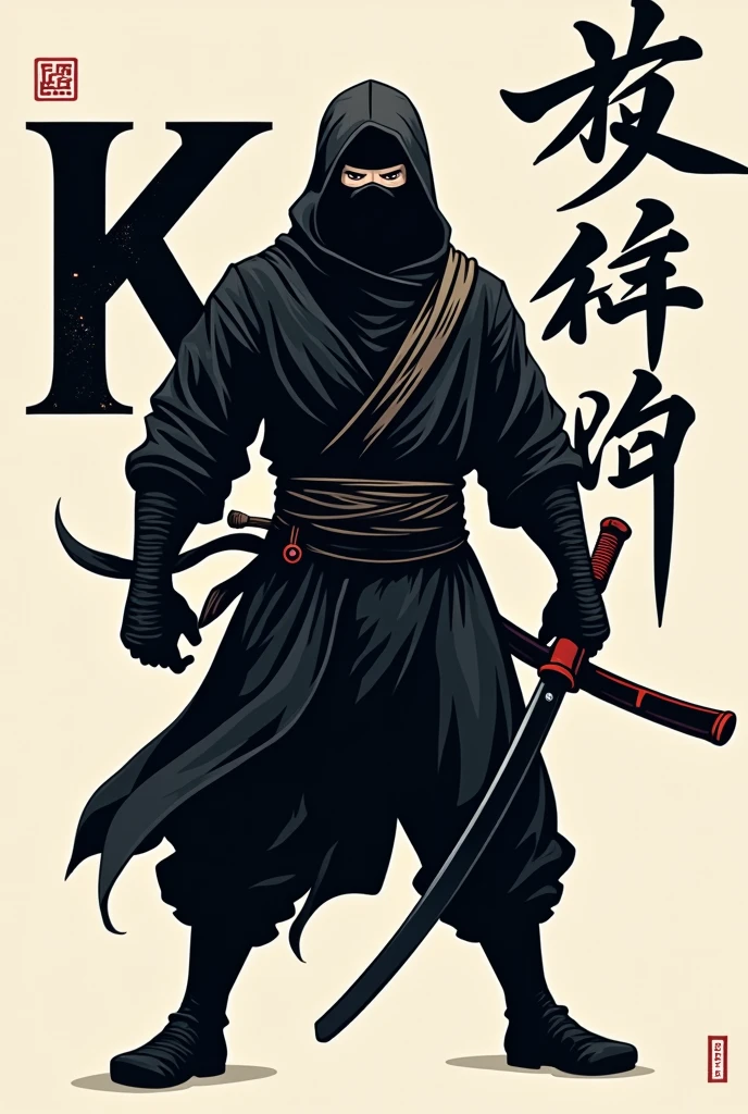 banner de clã com mascote ninja com o nome hk kill minimalista