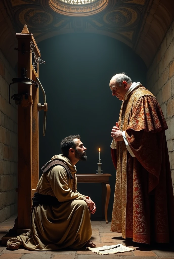 Galileo on the guillotine talking to the Pope