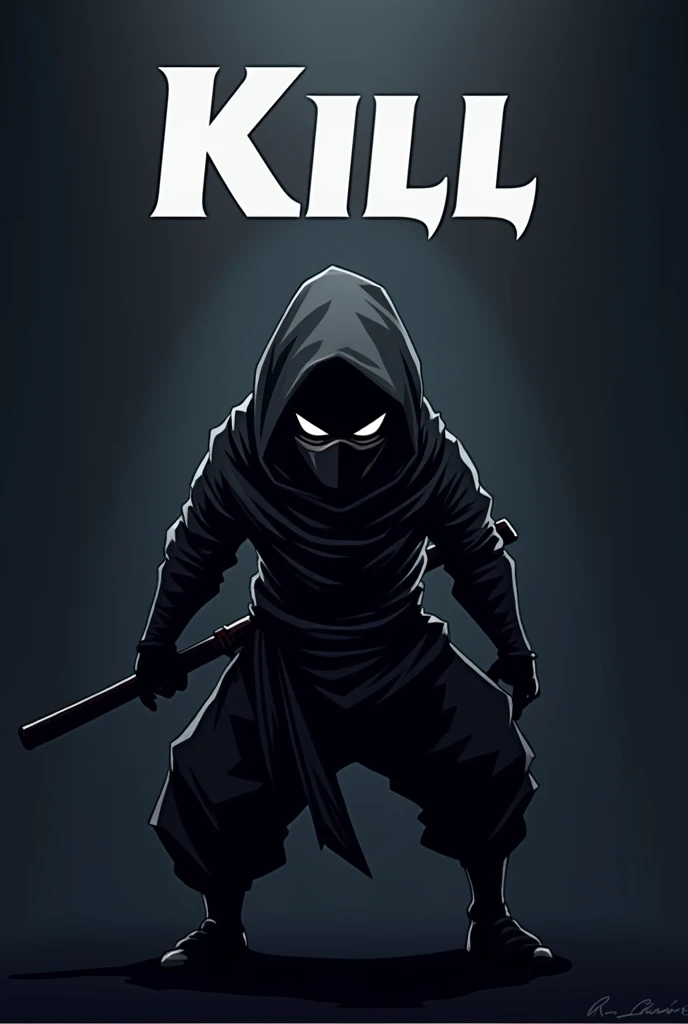 banner de clã com mascote ninja com o nome hk kill minimalista