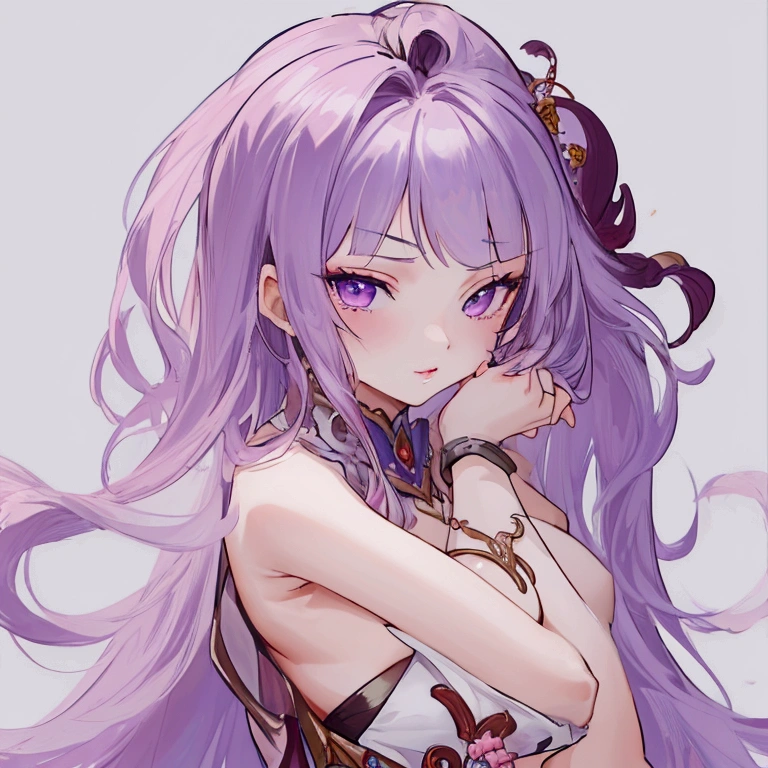 masterpiece, the best, night, Full Moon, 1 female,  Woman with long purple hair, Light pink lips, 
