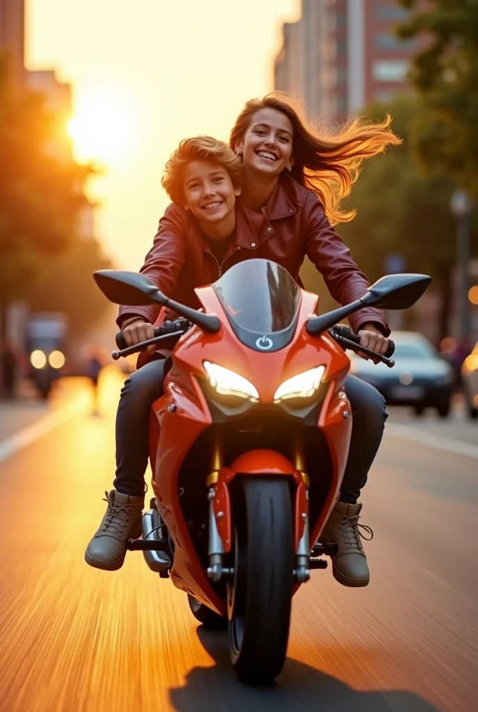 A boy drive a super splender bike on road speed most 100 % sit back a beautiful girl à bike love a boy friend 