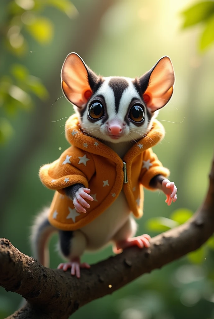 Draw a sugar glider wearing this coat.