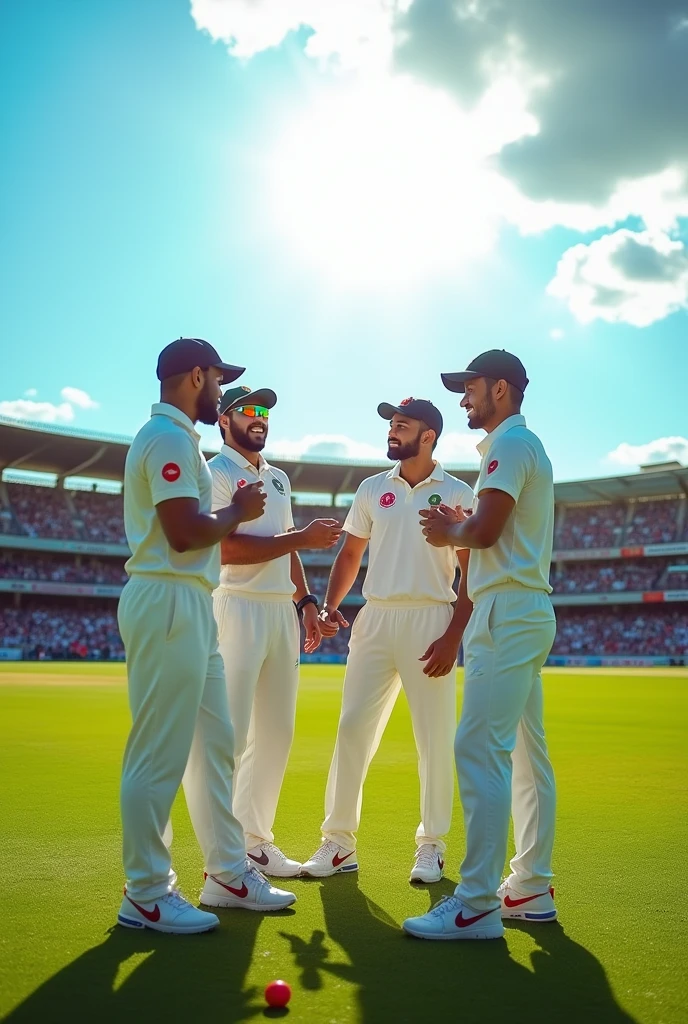 Liton das, shakibal Hasan, najib Hussain Santo , mustafizur Rahman Bangladesh test cricket photo in white colour