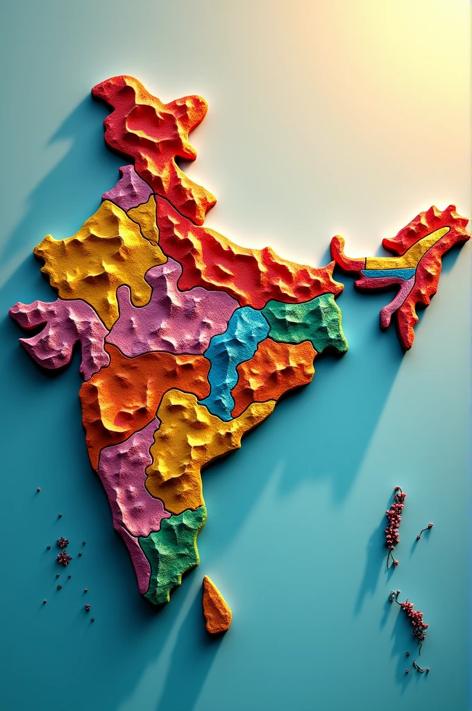 Contemporary Indian Map in 3D