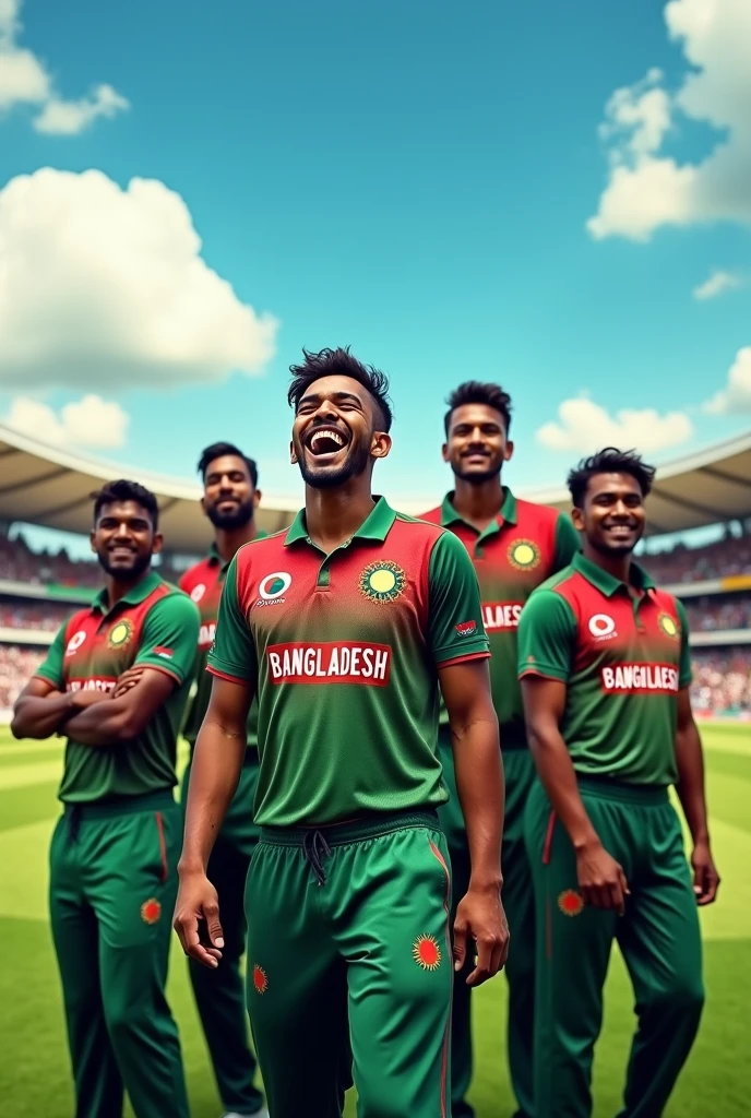 Bangladesh test cricket jersey with some players