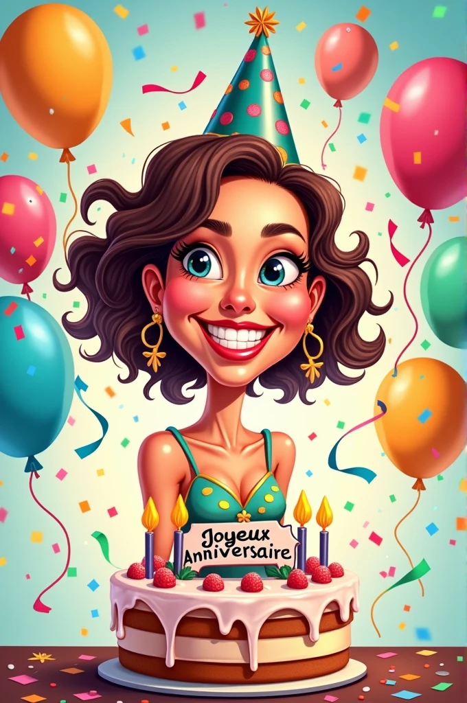 caricature anniversaire humoristique. 40 yerold woman " Joyeux Anniversaire Matt" 40 years