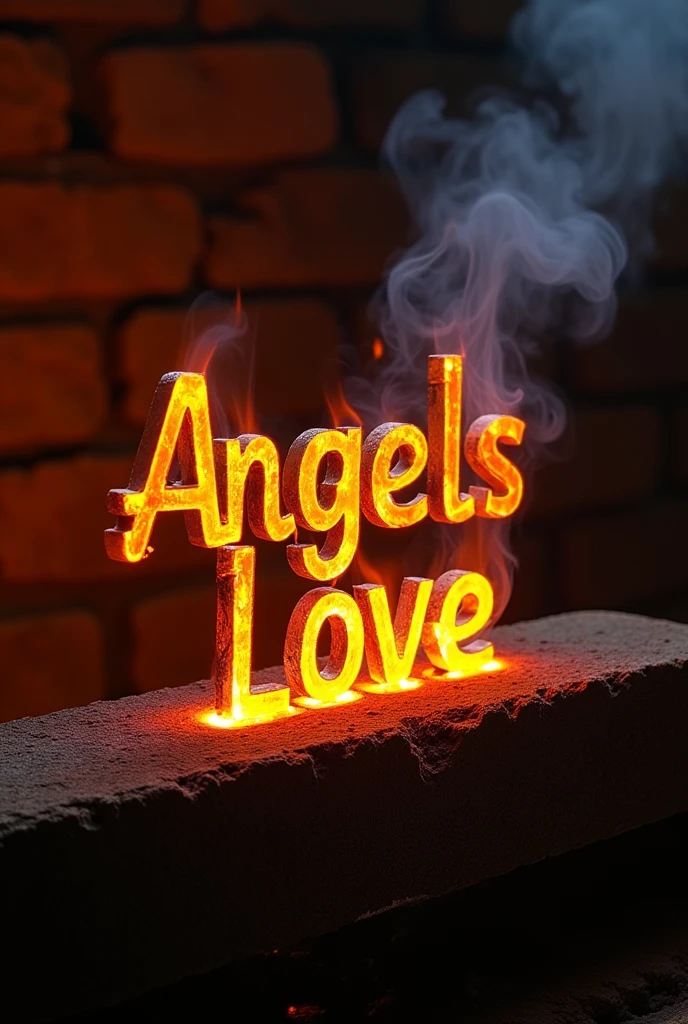 Make name using hot fire iron bar only name make no other content name is Angels love