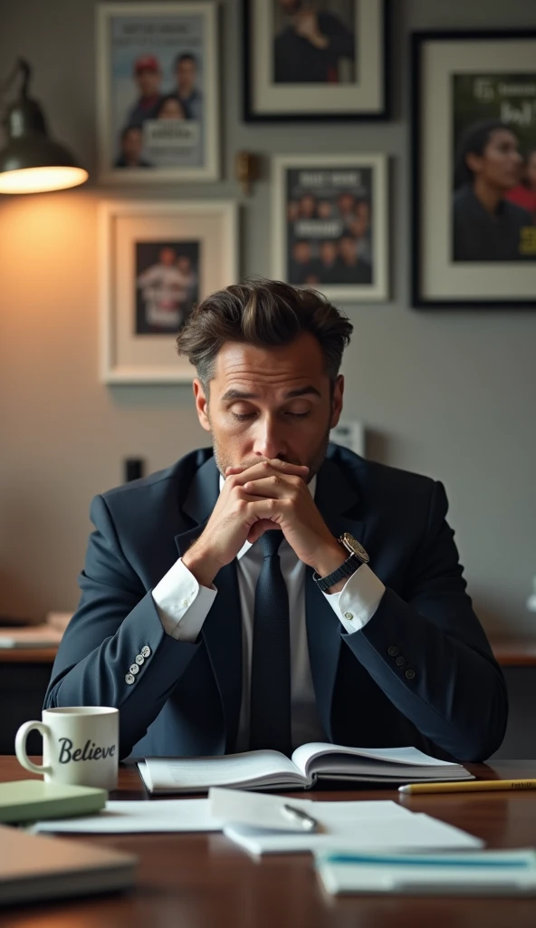 This image shows an employee reflecting on his development journey., from the first steps to achieving success in the company.