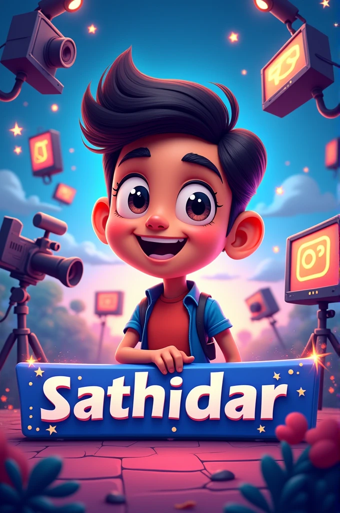 Create a cover banner for youtube channel with the name sathidar 