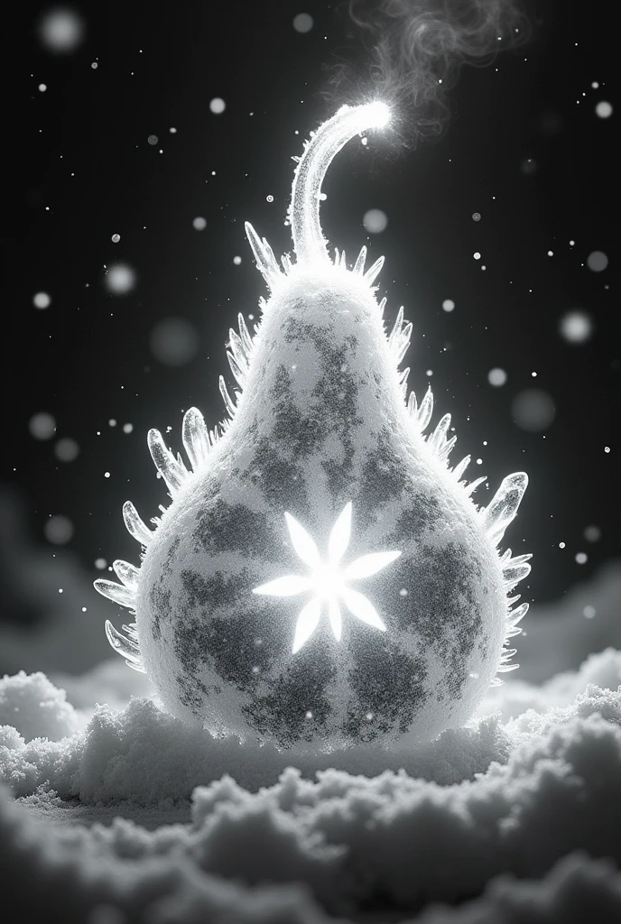 A Devil Fruit from the anime One Piece, a hie hie no mi. Black and white the whole image