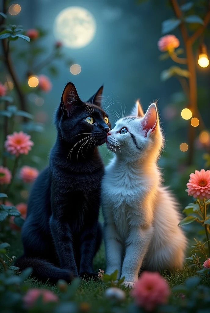 Black cat sexy kiss