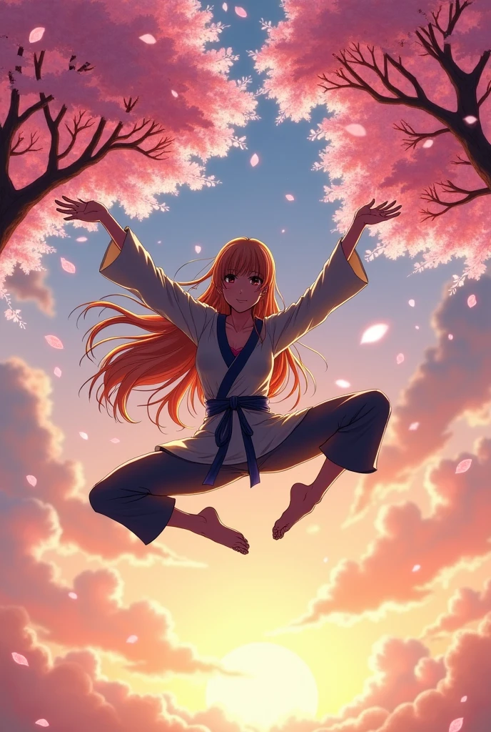 Anime woman doing the splits