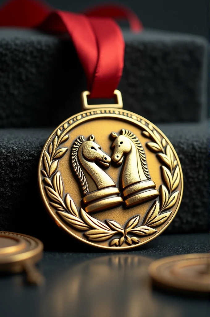 Create an image of a chess medal in a square format at 45 degrees