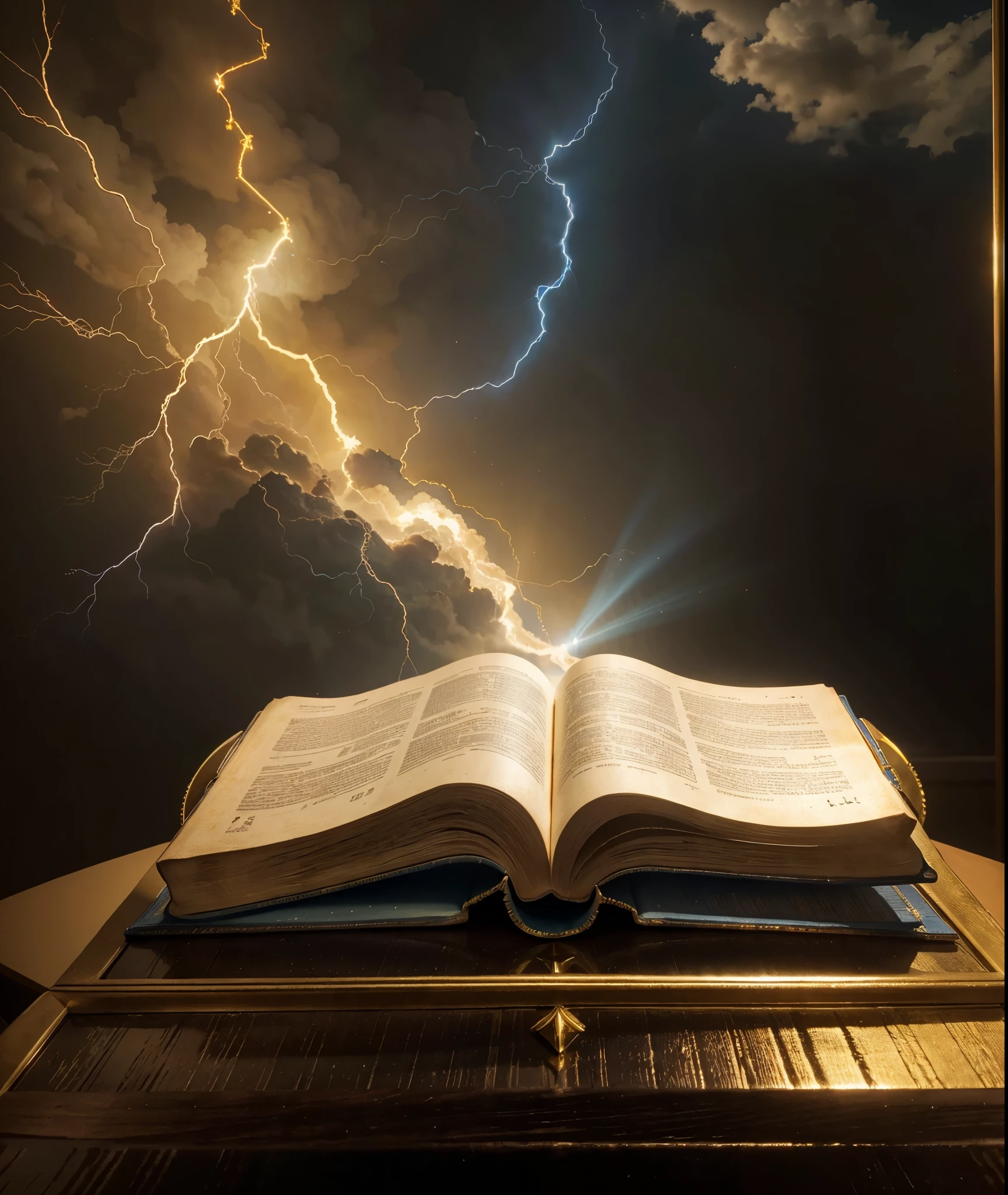 Bible, The Bible, book on the table, Bible, realistic book, armadura heavenly, Beauthfull, Blue Thunder, fire azul, Realistic fire azul, realistic thunder, electrical screws, realistic detailed 8k, 16K Realistic Details, hard, Detailed Realistic Color, Detailed realistic thunder, fire azul Realistic 8K, Cores photorrealistic 8K, 8K detailed colors, Nitidez photorrealistic 8K, ULTRAHD Photorealism, Divine fire azul, Divine Electric Blue Thunder, Sombras photorrealistics 8K, Textura photorrealistic, naturals, heavens, heavenly, sky night, céu de Beauthfull, the night, majestic, majestic Sky, naturalsmente posh, thunders, Sky thunders, Divine thunder, Linda, golden, starlight, Heavenly Bolts, villany azul, Blue Screws, Rendering, photorrealistic, ultra high definition, 4K, detailed textures, thunder, detailed shadows, detailed colors, naturals Linda, Great Divine, detailed contrast, realistic contrast, high resolution, detailed colors, realistic detailed 16K, 8K high definition, detailed contrast, realistic contrast, high resolution, detailed colors, fire, villany, realistic detailed, Golden Bible, The Bible, posh,