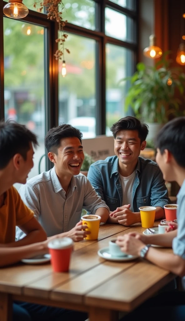Image of many people laughing at a 22 year old Vietnamese man because when asked how much his salary was, he just smiled slightly.