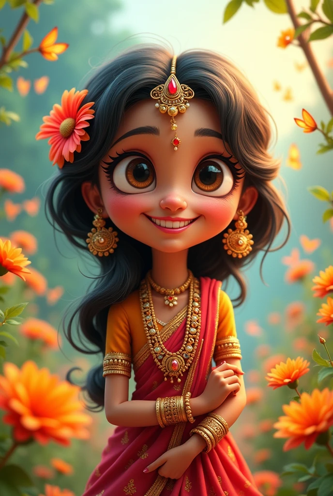 Radha pic with smiling Cartoon