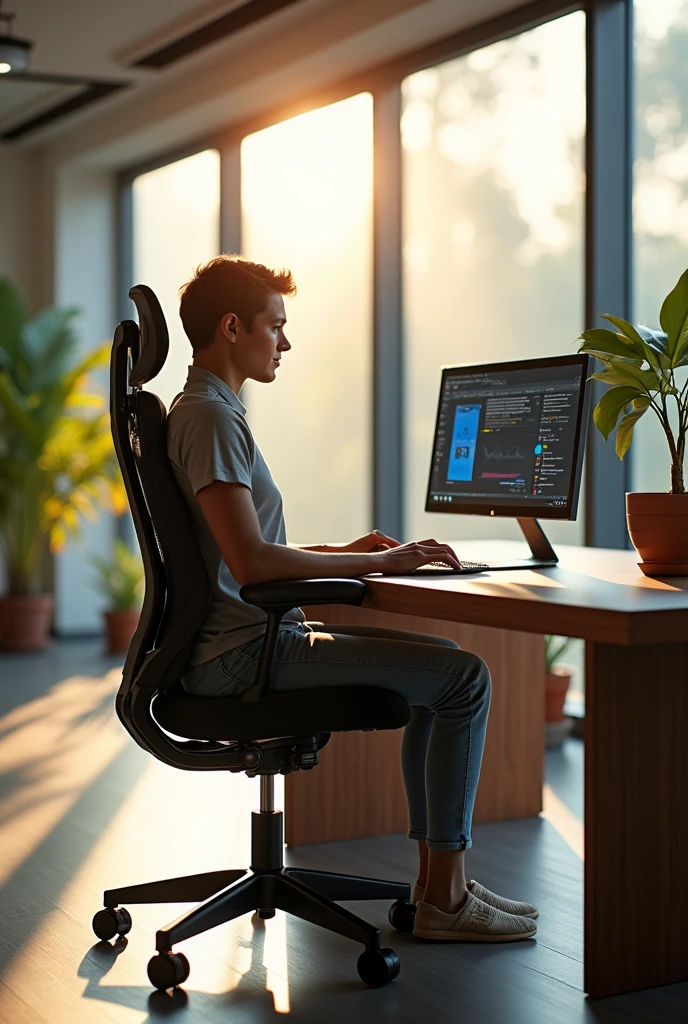 computer working rebort set the chair
