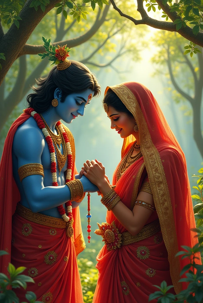 Draupadi tying rakhi to shri krishna