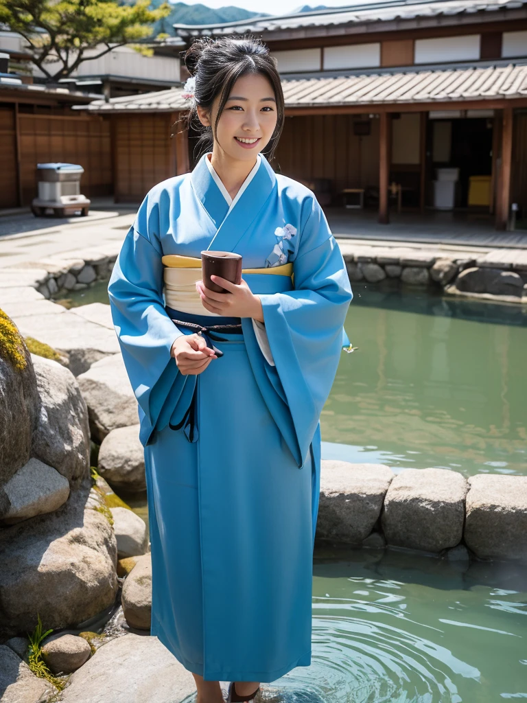 A female innkeeper at a hot spring in Atami　Wearing a kimono