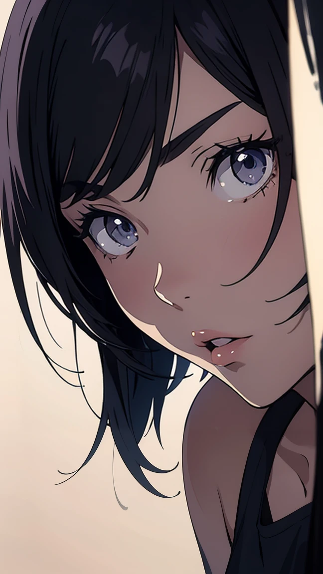 2D illustration, anime, Portraiture, Manga style,  One Man, Black Hair、Short Hair, Purple eyes, compensate, beautiful, High resolution, masterpiece, Highest quality, Attention to detail, Attention to detailed eyes, Grain Filter, Detailed lips, High resolution, Ultra-detailed, High resolution, Black Hair，