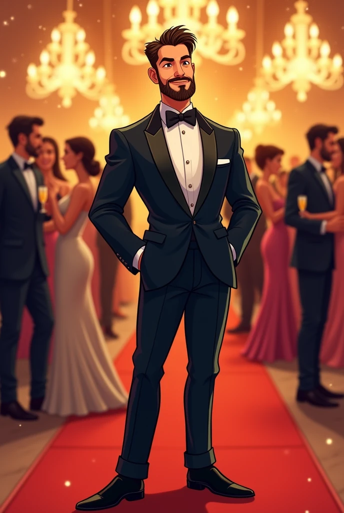 Gentleman tuxedo slim gala mid 30s cartoon