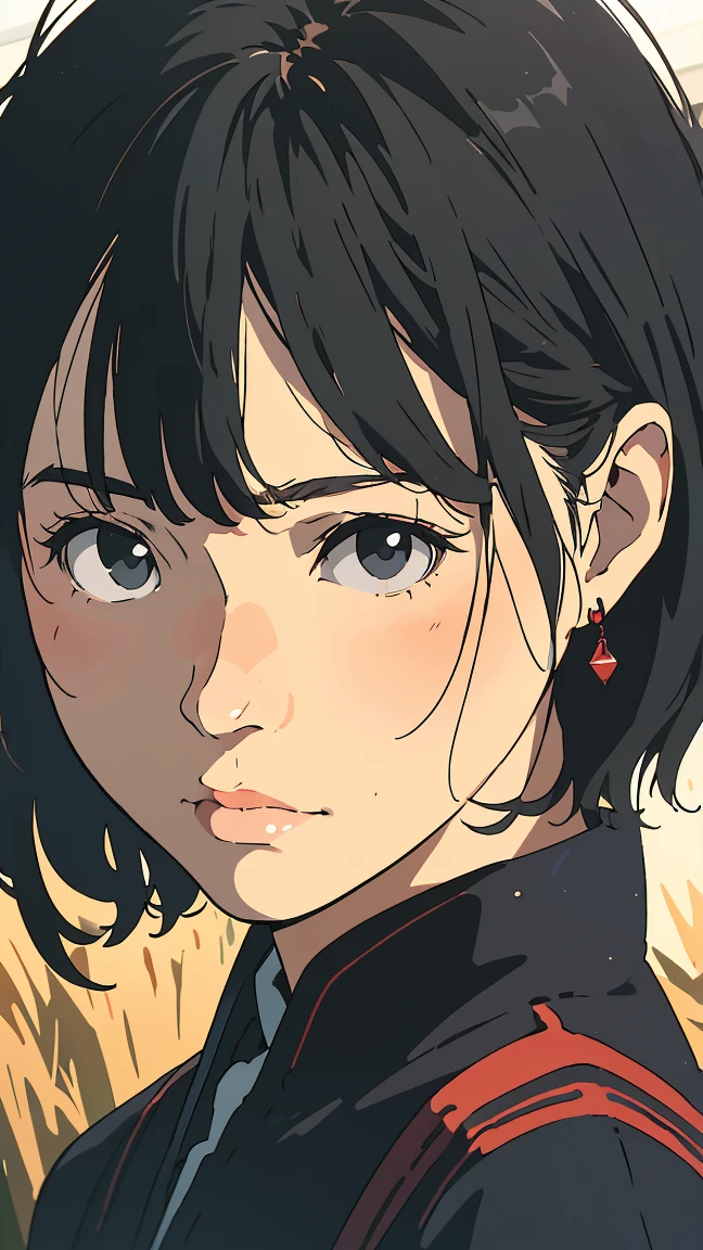 2D illustration, anime, Portraiture, Manga style,  One Man, Black Hair、Short Hair, Purple eyes, compensate, beautiful, High resolution, masterpiece, Highest quality, Attention to detail, Attention to detailed eyes, Grain Filter, Detailed lips, High resolution, Ultra-detailed, High resolution, Black Hair，