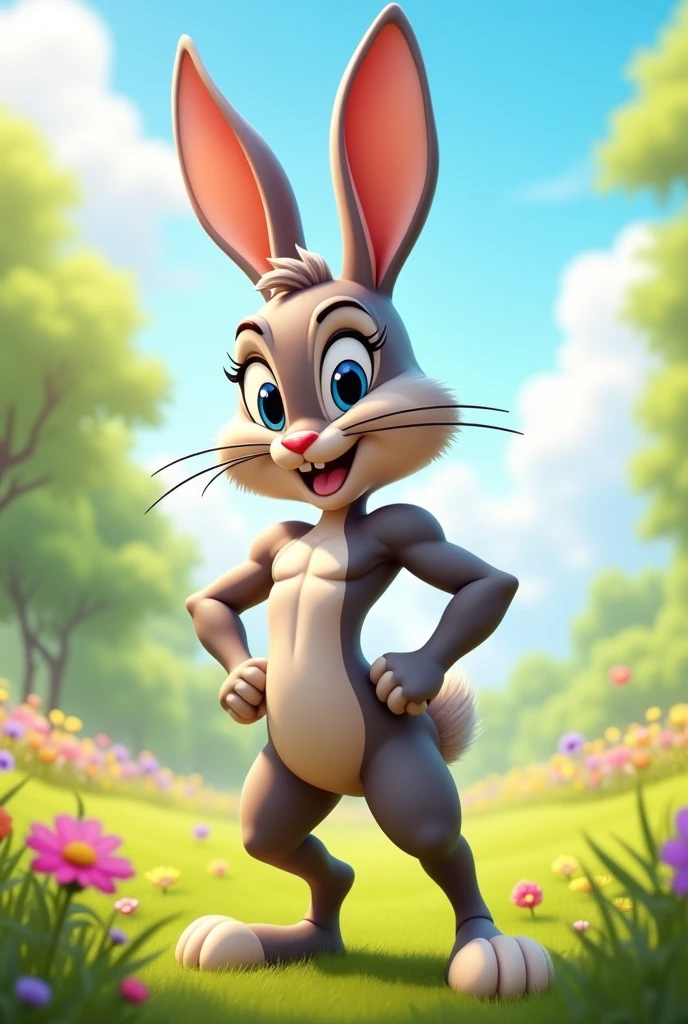 Muscle, bunny, cartoon, abs, athlete, body, sexy, hd