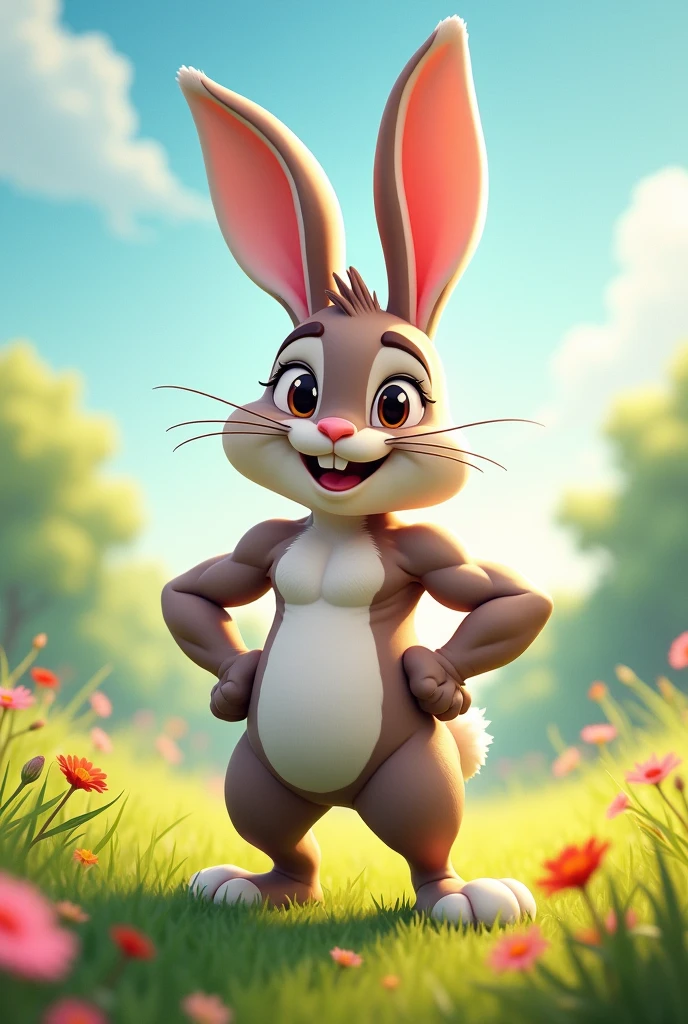 Muscle, bunny, cartoon, abs, athlete, body, sexy, hd