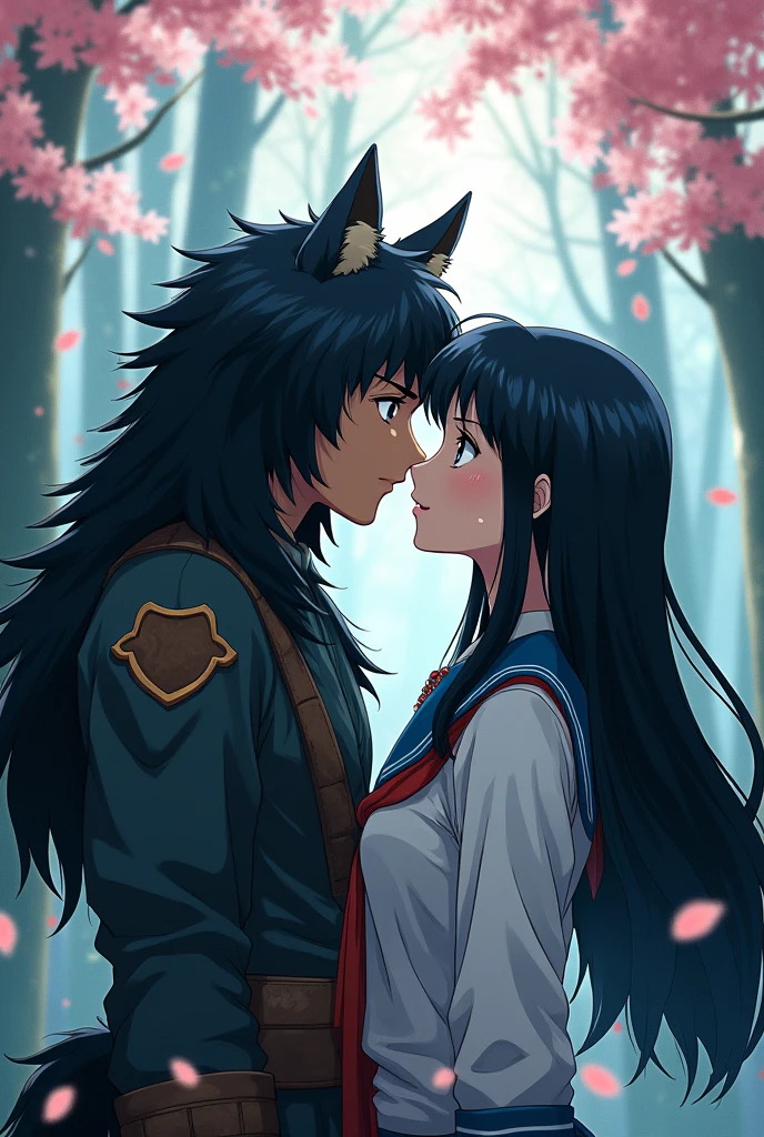 Koga kisses Kagome sweetly