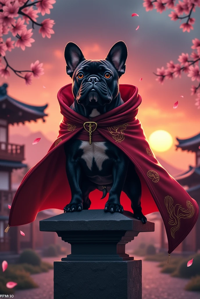 Frenchie bulldog using Akatsuki from Naruto Shippuden