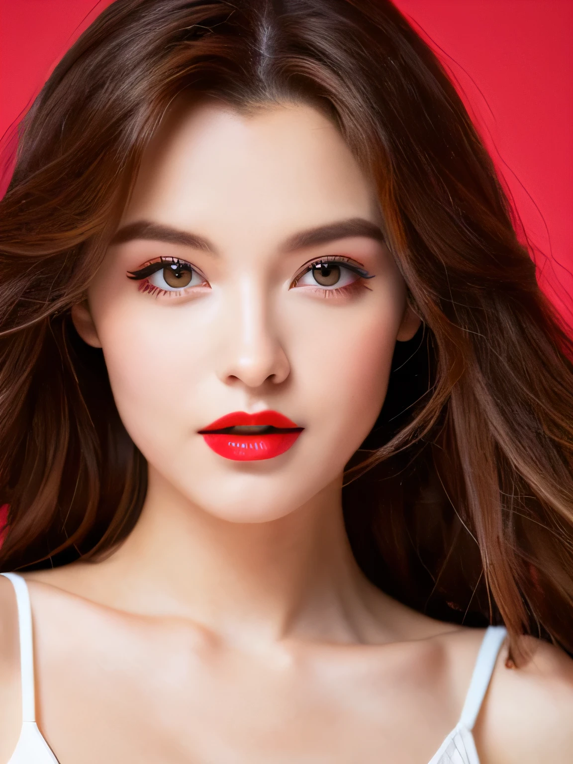 American Woman, Bright red lips, high quality