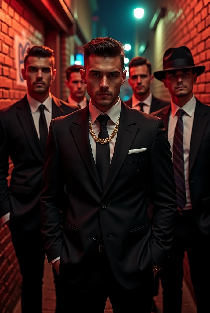 Group of 24-year-old Mafia men, real
