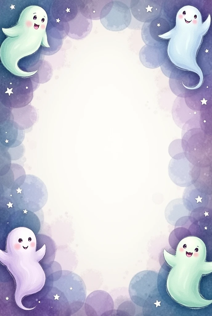 book spread, free space for inserting text in the middle, painted ghosts on the edges of the picture outside the book page