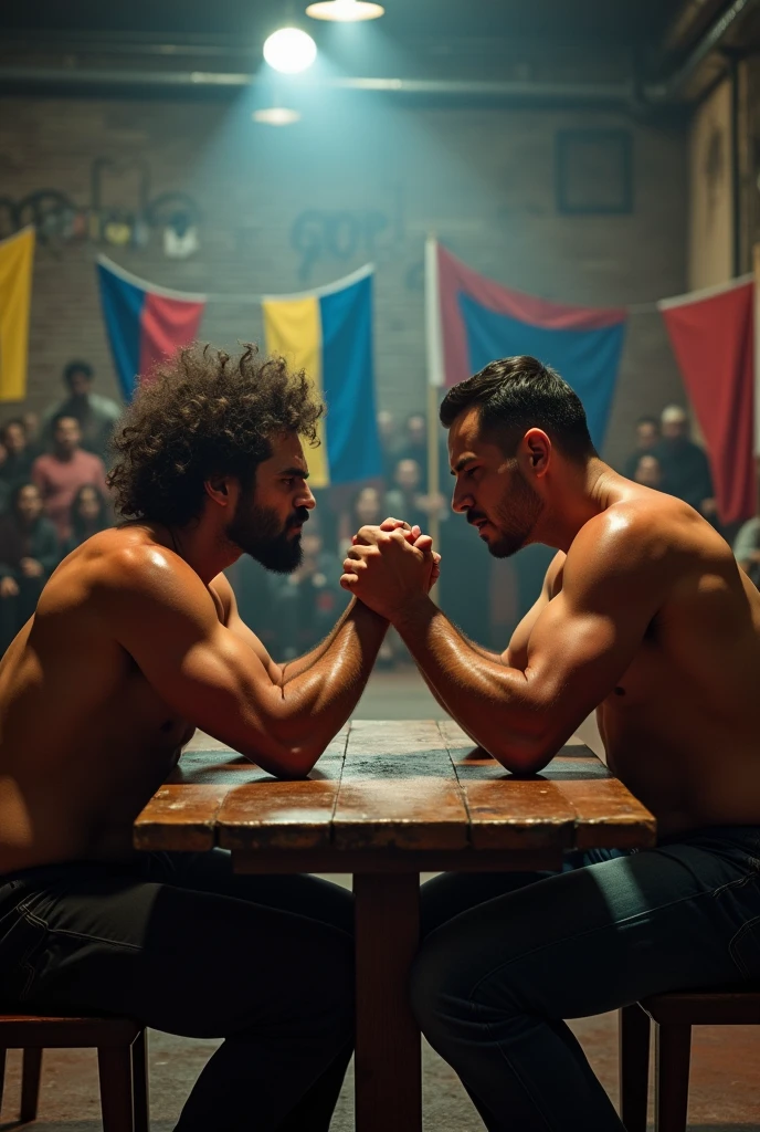 Javier Milei playing arm wrestling with Nicolas Maduro