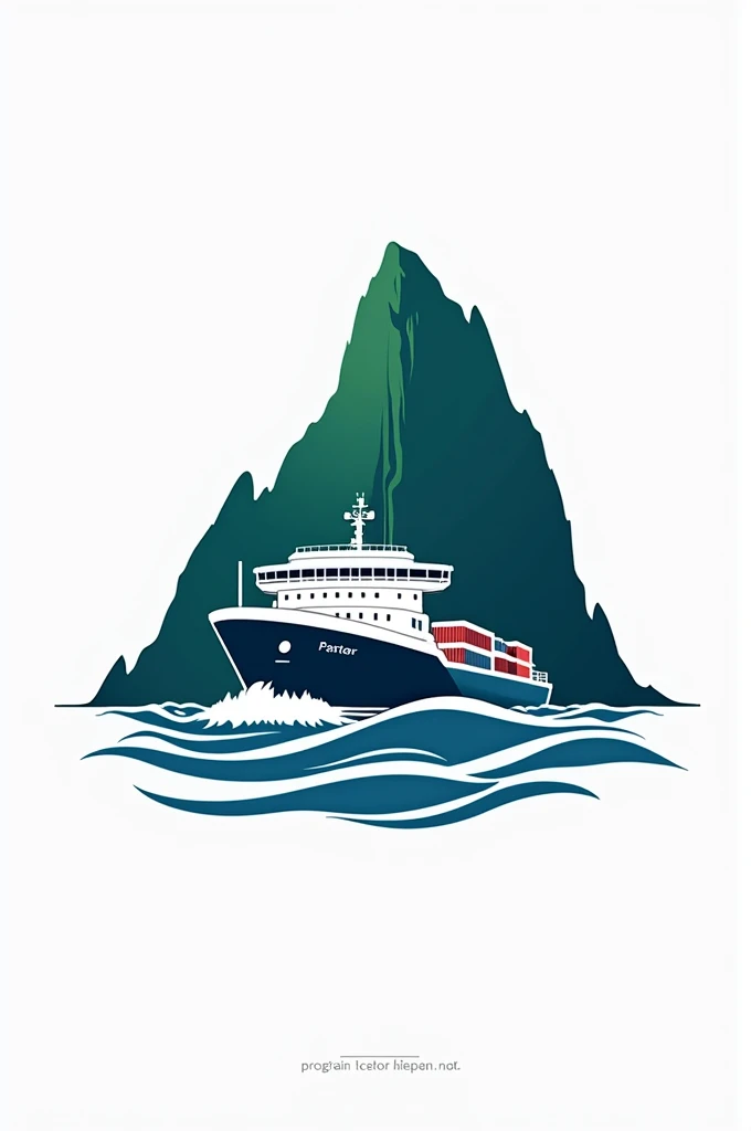 Create a full-color, vector logo for a company named 'PT Tanjung Loka' specializing in exports. The logo should feature a combination of a prominent cliff, the ocean with dynamic waves, and a container ship as the main elements. The design should be elegant and modern, with sleek lines and a professional appearance. The cliff should symbolize stability and strength, while the ocean and waves represent movement and adaptability. The container ship should be placed in a way that it sails confidently, symbolizing global trade and commerce. Incorporate the company name 'PT Tanjung Loka' into the design, ensuring the typography complements the overall style. Use a color palette that is sophisticated and striking, with rich hues to create a visually impactful and memorable logo. The final design should be cool and impressive, ready for branding in various mediums