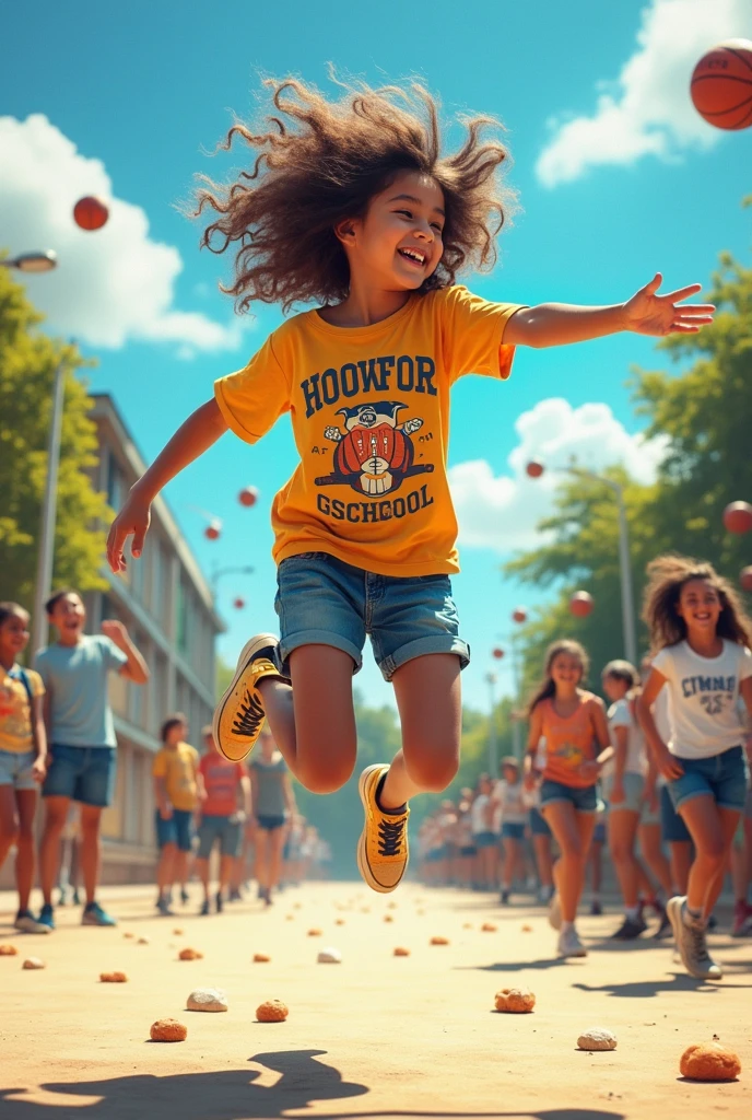A junior high school student jumping coolly