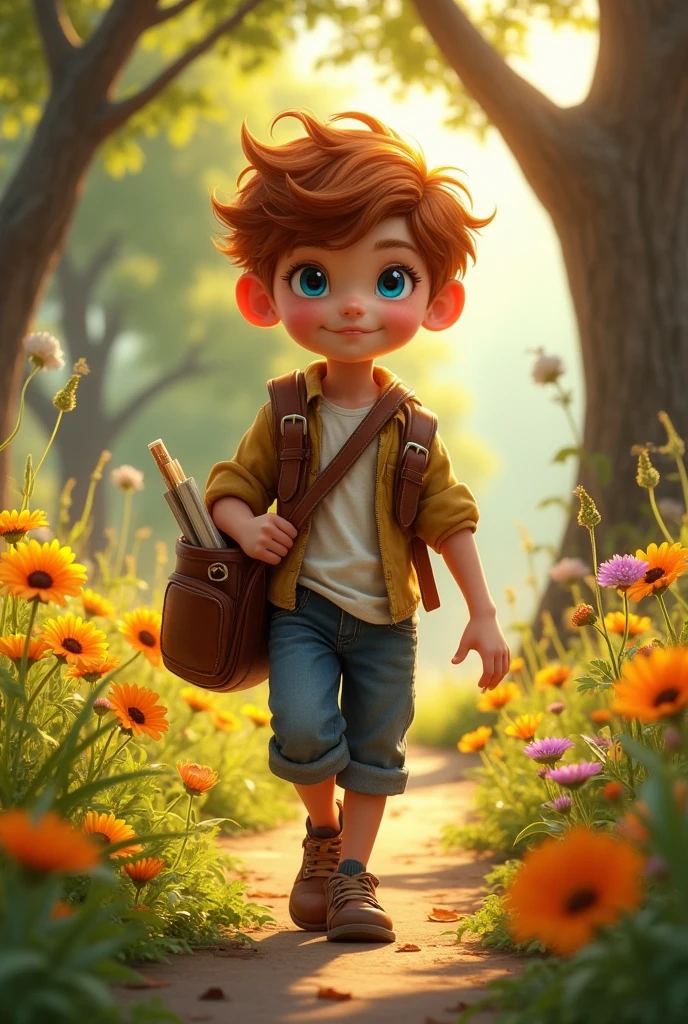 A boy who is focused to his dream walking on the right track.