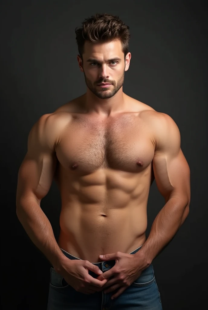 Man showing his large penis completely naked