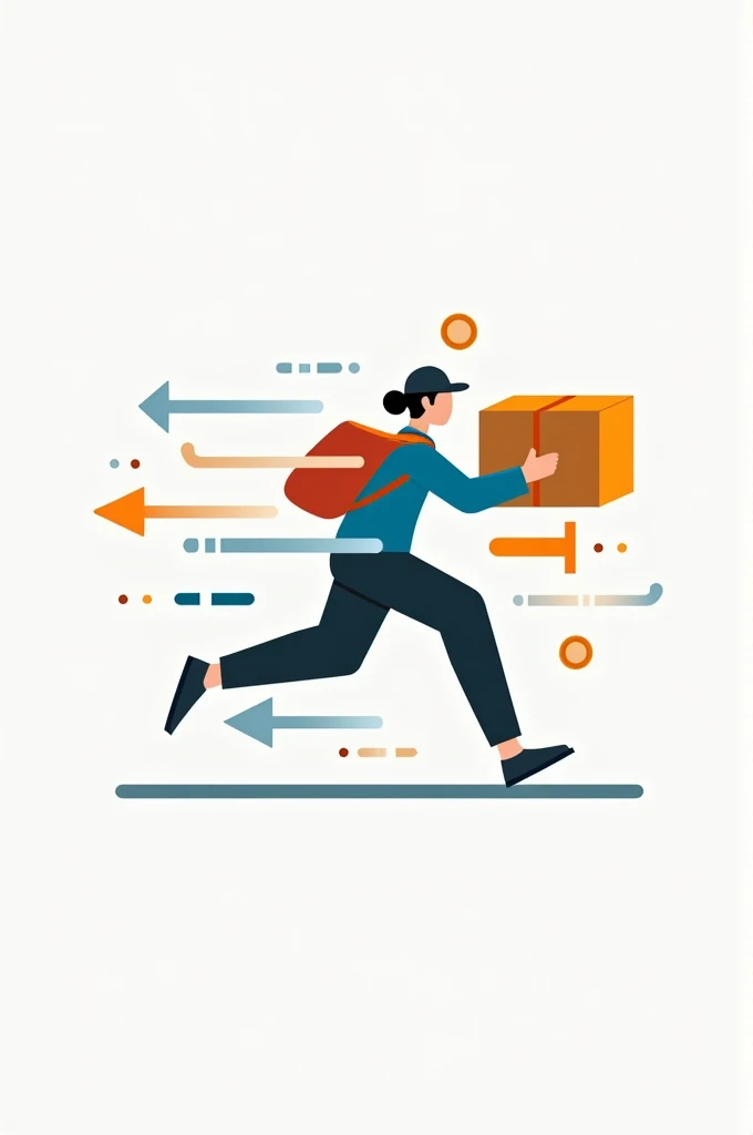conceito: A modern and agile design, that conveys the idea of efficiency and speed.
elements: A line of movement, perhaps with arrows or smooth curves to symbolize speed and precision in deliveries, add a delivery boy