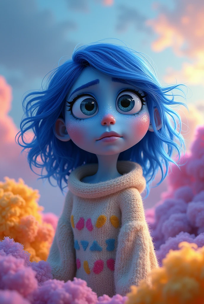 She has the sadness of Inside Out caricatured 