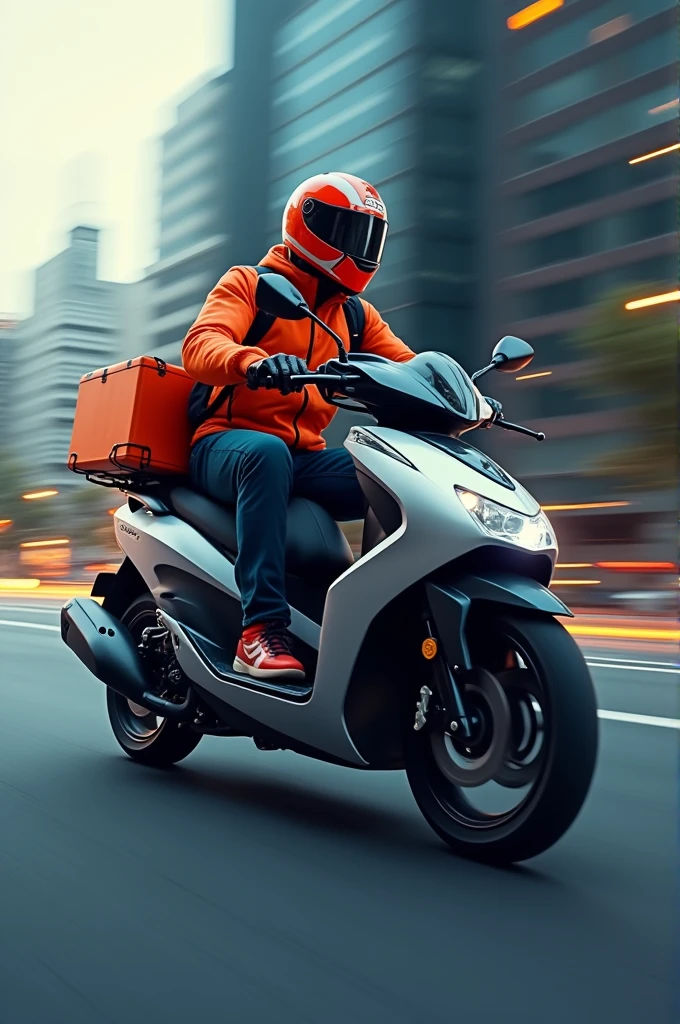 conceito: A modern and agile design, that conveys the idea of efficiency and speed.
elements: A line of movement, perhaps with arrows or smooth curves to symbolize speed and precision in deliveries, delivered by a motorcycle courier