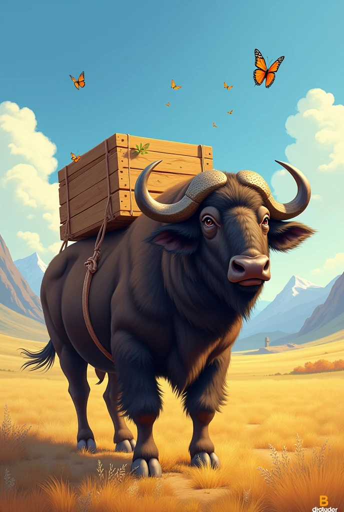 The buffalo delivers the package.